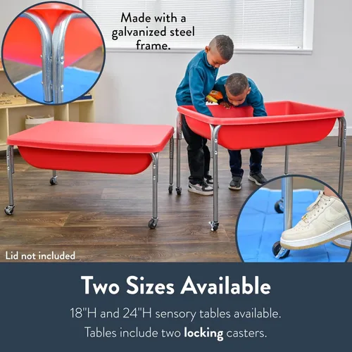 Miniatura 6 de Children's Factory Mesa sensorial mediana - 24″ de altura, caja de arena, mesa de agua para niños, rojo