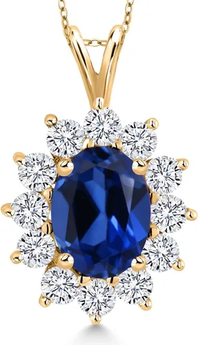 Miniatura 92 de Gem Stone King Collar con piedra natal ovalada de plata chapada en oro amarillo de 18 quilates, ovalado de 0.315 x 0.236 in, collares con colgante