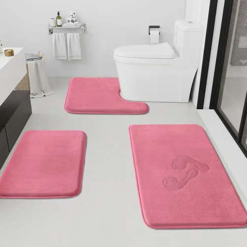 Miniatura 24 de HUXMEYSON Juego de alfombras de baño de 2 piezas, juego de alfombrillas antideslizantes y de secado rápido, alfombras de baño ultra suaves de Negro