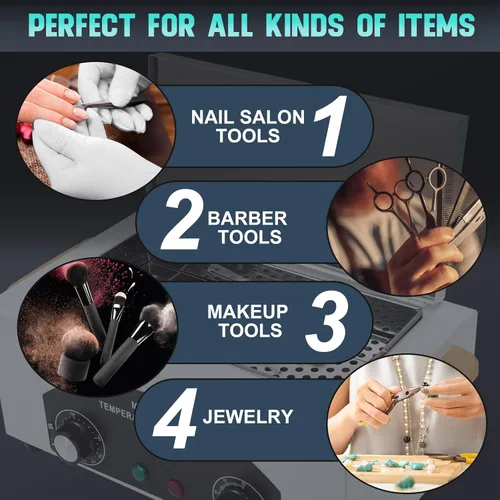 Miniatura 4 de Caja de Limpieza de Herramientas de Metal de Alta Temperatura, 110V 300W 1.5L con Temporizador, Equipo de Manicura Pedicura SPA Salón Barbería