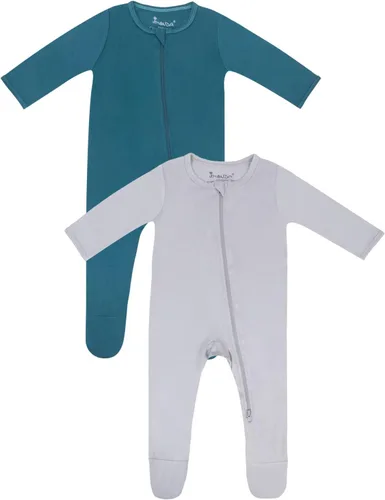 Miniatura 46 de Jimonda Pijama de bambú para bebé, unisex, para niños y niñas, de una pieza, manga larga, cierre de cremallera de 2 vías, mameluco