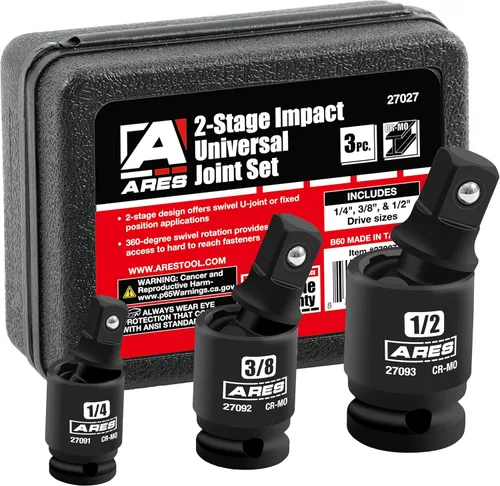 Miniatura 12 de ARES 70070-1/4-inch Drive Impact Universal Joint - Cromo Moly Flexible U-Joint Zócalo Acceso a sujetadores difíciles de alcanzar y cumple
