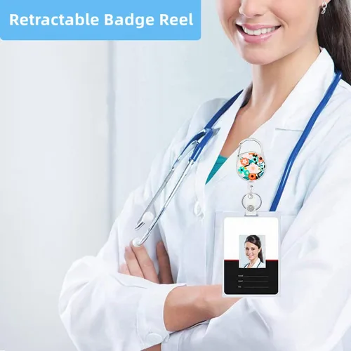 Miniatura 3 de Carretes de insignia retráctiles, soportes para insignias lindos, clip de insignia con llavero retráctil y llavero, cuerda de nylon duradera