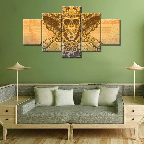 Miniatura 68 de Arte de pared con varios paneles, calendario maya, imágenes de piedra del sol, pinturas de civilización azteca sobre lienzo, sala de estar