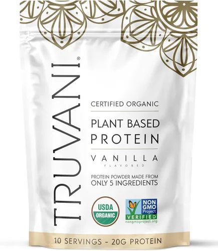 Miniatura 12 de Truvani - Proteína en polvo de guisantes vegana Banana Canela 20 g de proteína vegetal orgánica 10 porciones Keto Sin gluten ni lácteos