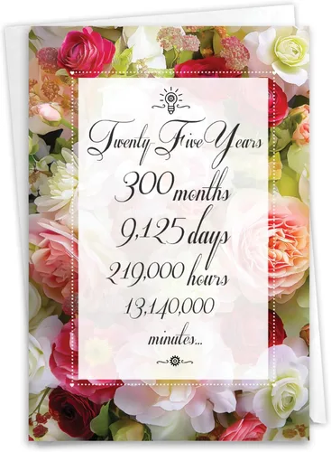NobleWorks Tarjeta de felicitación de 25 aniversario (compañero de trabajo) con sobre de 5 x 7 pulgadas para hombres, mujeres (1 tarjeta) 25 años