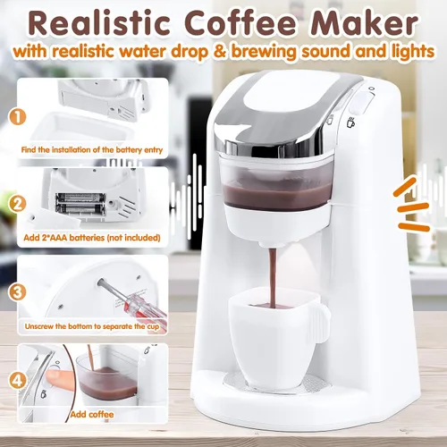 Miniatura 3 de Juguetes de electrodomésticos de cocina de simulación, accesorios de juego de cocina para niños, juegos de juguetes de simulación con cafetera