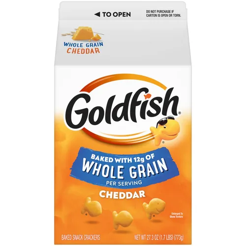 Goldfish Galletas de queso cheddar, horneadas con grano entero, caja de 27.3 onzas