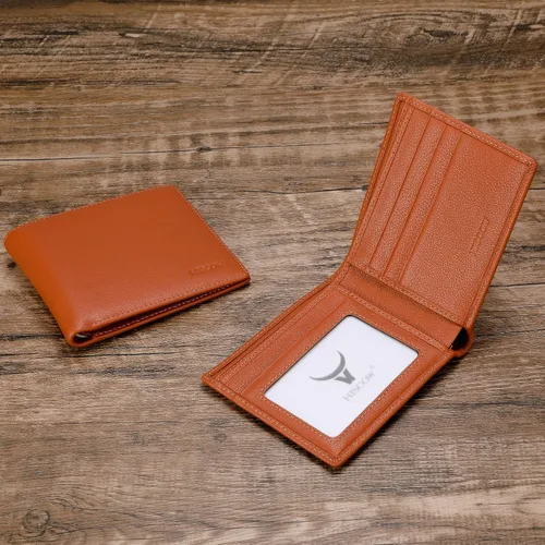 Miniatura 35 de HISCOW Billeteras plegables de cuero de grano completo para hombres, billetera minimalista delgada para hombre, regalos para papá, cumpleaños, día