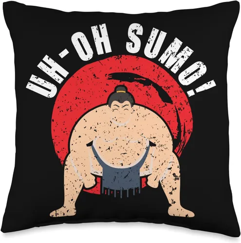 Sumo Wrestling Sumo Wrestler SteMi Apparel Wrestler Japanese Sumo Wrestling - Almohada de lucha libre, 16 x 16 pulgadas, multicolor