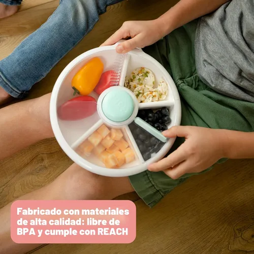 Miniatura 8 de GoBe Paquete Deslizante Giratorio de Bocadillos Grandes para Niños con Correa de Mano y Hoja de Calcomanías - Contenedor de Bocadillos Reutilizable