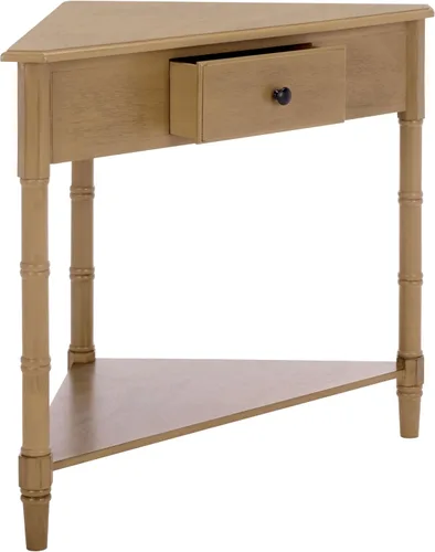 Miniatura 11 de SAFAVIEH Muebles - Mesa esquinera Gomez con 1 cajón, color azul, madera maciza, diseño clásico de almacenamiento de esquina, ideal para entrada