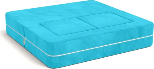 Miniatura 4 de Jaxx Zipline - Sofá biplaza modular y otomana para niños, tumbona plegable, color aguamarina