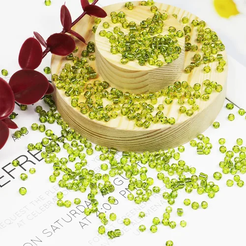 Miniatura 104 de Cuentas de semillas doradas transparentes de 4 mm al por mayor para hacer joyas, 110 gramos, aproximadamente 1600 piezas, cuentas de vidrio 6/0