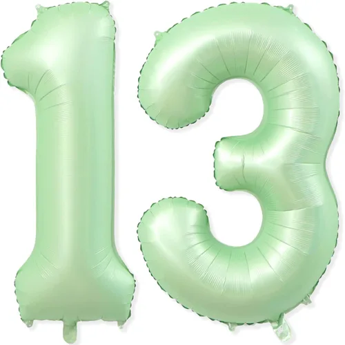 Miniatura 16 de 1 globo de aluminio verde claro de 40 pulgadas, globos gigantes de helio número 1 para niños y niñas, decoraciones de primer cumpleaños, baby