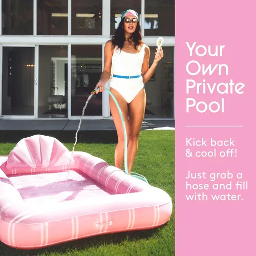 Miniatura 3 de FUNBOY Tanning Pool Lounger Float, XL 72'' x 48'' Pool Float with Custom Pillow and Large Cup Holder, Perfect for Pool or Backyard. Rosa