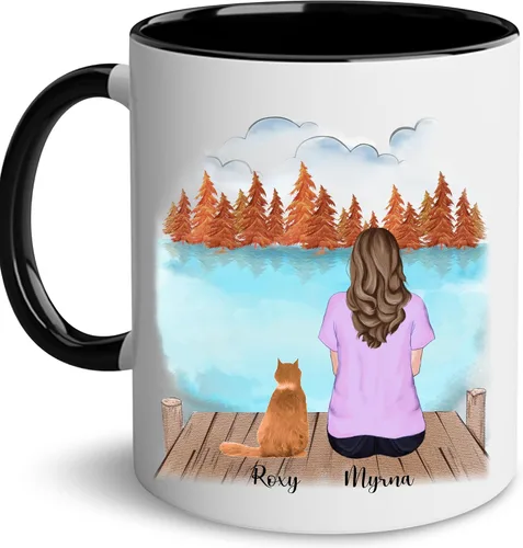 Miniatura 26 de WHIDOBE Taza personalizada de gato (1 gato) de 11 onzas, taza de 15 onzas para amantes de los gatos con avatar, gatito, nombres, regalo