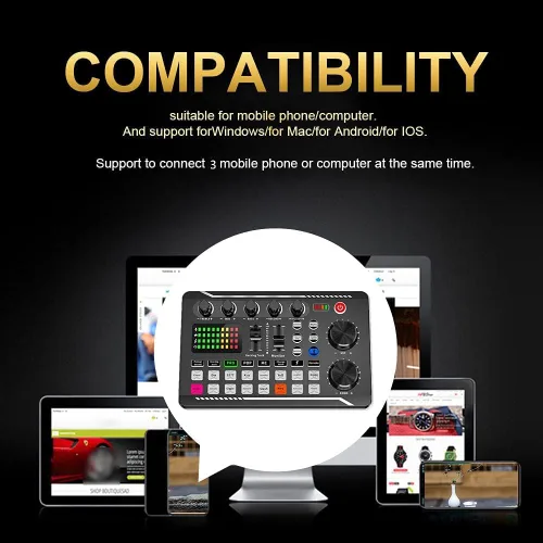 Miniatura 4 de Tablero de sonidos, tablero de efectos de sonido, placa mezcladora de sonido, tarjeta de sonido compatible con Bluetooth con múltiples efectos