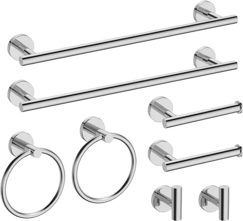 Miniatura 18 de USHOWER Juego de accesorios de baño de níquel cepillado, juego moderno de barra de toalla de 24 pulgadas montado en la pared, juego de accesorios