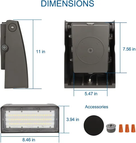 Miniatura 6 de Dakason - Paquete de 2 luces LED de pared de 60 W, fotocélula, cabeza ajustable, luz de seguridad de corte completo, 5000 K 6600 lm reemplaza