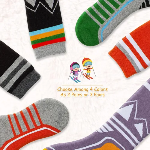 Miniatura 15 de Calcetines de esquí de lana merino para niños, 2 pares/3 pares, cálidos y gruesos, calcetines de nieve OTC para niños y niñas, esquí de invierno