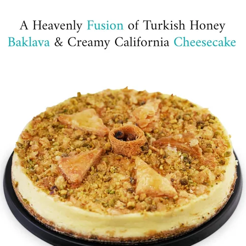 Miniatura 3 de ANDY ANAND CHOCOLATIER Lujosa tarta de queso Baklava: fusión de miel turca y crema de California - Delicia de postre gourmet de 9 pulgadas, 2.8
