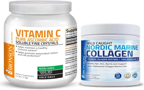 Bronson Polvo de proteína hidrolizada de péptidos marinos de colágeno 100% salvaje capturado en la naturaleza Bacalao nórdico Vitamina C Polvo puro