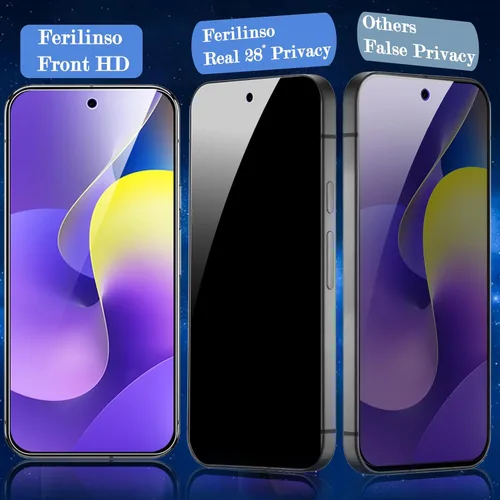 Miniatura 4 de Ferilinso [Instalación Automática de Polvo] Pack de 3 Protectores de Pantalla de Privacidad para Google Pixel 10 Pro XL, Accesorios Compatibles