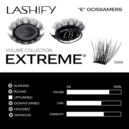 Miniatura 3 de Lashify Extreme - Extensiones de pestañas Gossamer DIY de 0.59 pulgadas, color negro, pestañas postizas fáciles para añadir un gran volumen