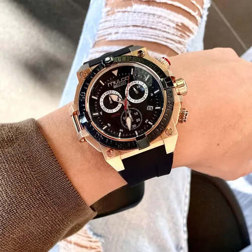 Miniatura 4 de MULCO Reloj para hombre Kripton de acero inoxidable con correa de silicona Movimiento cronógrafo de cuarzo Pantalla analógica premium, resistente al