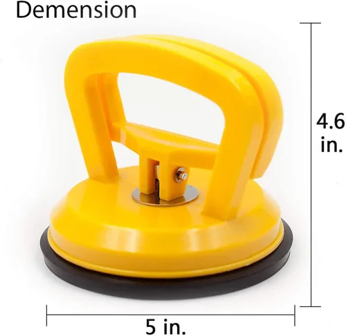 Miniatura 4 de WFPOWER Levantador de mango con ventosa amarilla de 5 pulgadas, removedor de abolladuras/ventosa de cristal resistente con ventosa pequeña Amarillo
