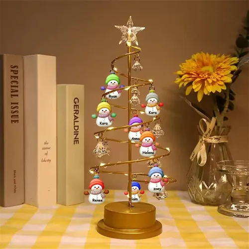 Miniatura 17 de Foto personalizada de árbol de Navidad, luces personalizadas para árbol de Navidad de 1 a 10, imagen familiar, mesa de metal, luz nocturna de árbol