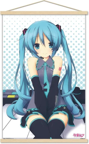 Miniatura 9 de Trends International Hatsune Miku - Póster de pared de llaves, 14.725 x 22.375 pulgadas, versión enmarcada de madera de granero