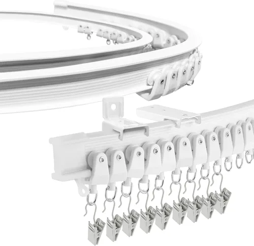 Divisor de habitación de riel de cortina, sistema de riel flexible flexible de montaje en techo y pared con clips, pista de cortina deslizante de