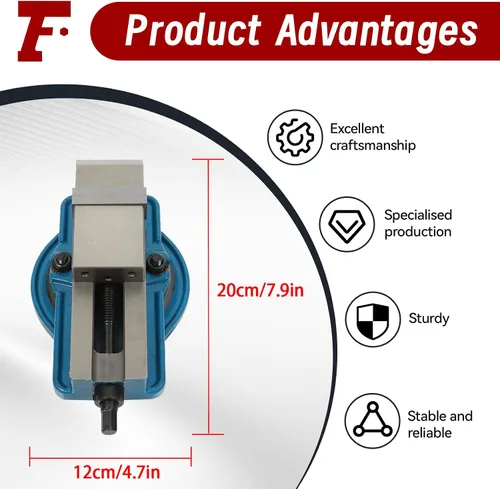 Miniatura 5 de findmall Tornillo de molino de precisión de 2 pulgadas con tornillo de banco de fresado resistente con base de rotación de 360 grados