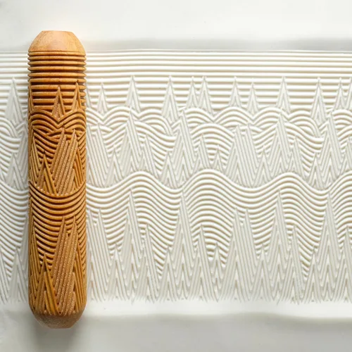 Miniatura 48 de MKM Pottery Tools Rodillos de mano grandes de madera para arcilla (BHR-01 Diagonal Basketweave)