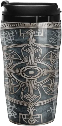 Helm of Awe Coffee Cup Hot Coffee Travel Mug Reusable Iced Coffee Cups Double Heat Insulation Coffee Mug with Leak-Proof Lid Stylish Travel Cup for