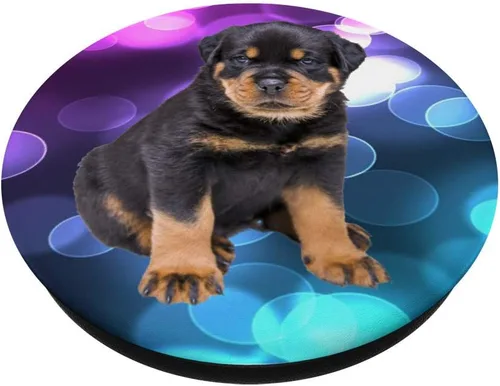 Miniatura 2 de Dixie Rottweiler cachorro – Rottie I Love perros – popsockets agarre y soporte para teléfonos y tabletas, Negro