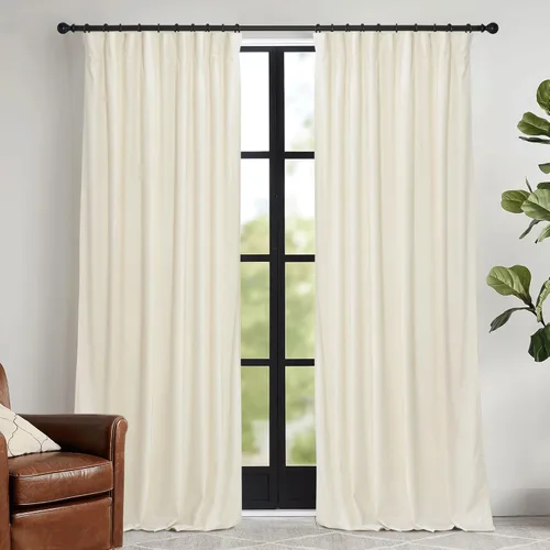 Miniatura 8 de RYB HOME Cortinas elegantes de terciopelo verde de 108 pulgadas de largo, bloqueo de luz, aislamiento térmico, elegantes cortinas de terciopelo