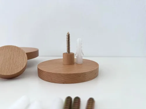 Miniatura 8 de Ganchos redondos de madera para colgar en la pared, perchas de madera para colgar en la pared, ropa, bufanda, sombrero, bolsa, toalla, decoración