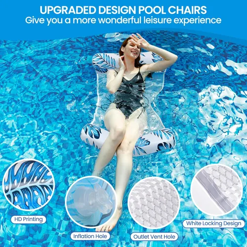 Miniatura 3 de 3/5/8 Pack Pool Hammock Upgrated Water Pool Floats, 4-in-1 (Hammock, Saddle, Lounge Chair, Drifter) Multi-Purpose Water Pool Float, Non-Stick PVC