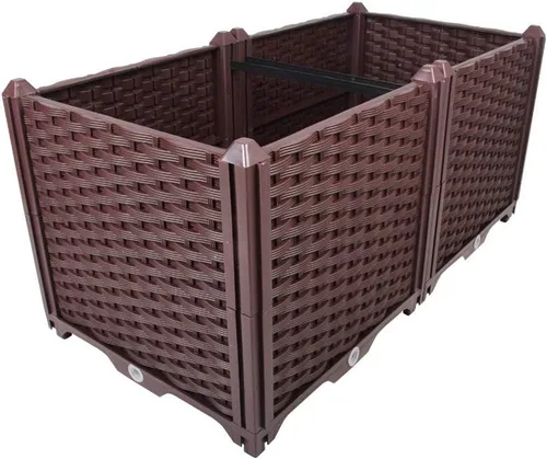 Miniatura 18 de BAOYOUNI - Juego de jardinera cuadrado para jardín elevado, maceta de plástico, caja de cultivo para verduras, hierbas, flores y plantas suculentas