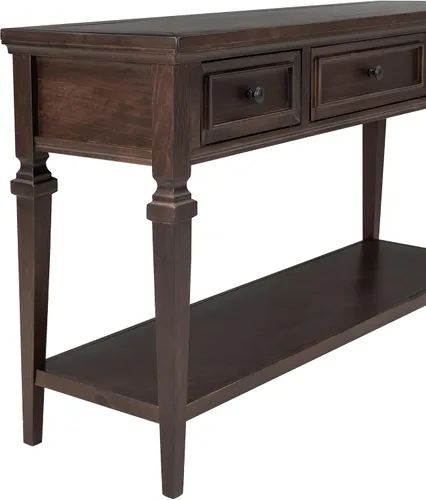 Miniatura 8 de Merax Mesa consola de entrada estrecha con 3 cajones de almacenamiento, mesa de sofá pequeña con estante inferior, para sala de estar, espresso