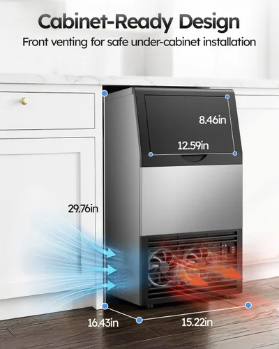 Miniatura 7 de Mojgar Máquina comercial para hacer hielo, 100 libras/24 horas con almacenamiento de hielo de 33 libras, máquina de hielo debajo de la encimera