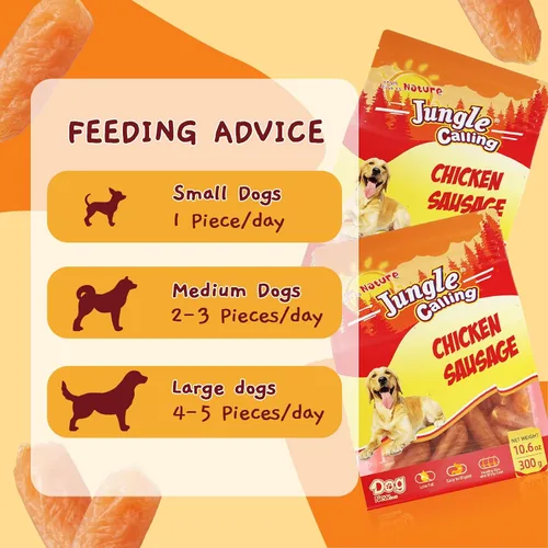 Miniatura 5 de Jungle Calling Golosinas suaves para perros con salchicha de pollo, carne seca de pollo tierna para perros pequeños y medianos, sin granos, con alto