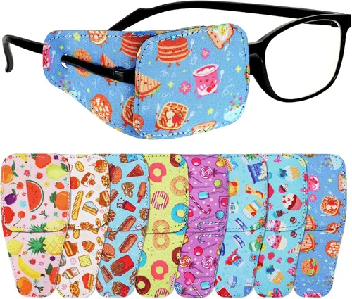 Miniatura 7 de Treela 8 parches de ojos para niños, parche para gafas para cubrir cualquier ojo, parche de tela de dibujos animados para niños y niñas