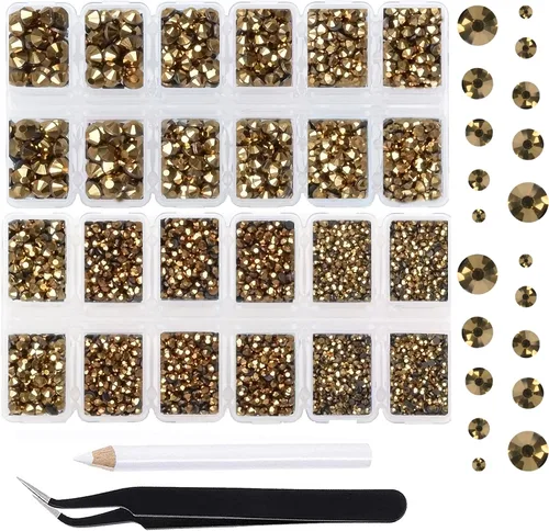 Miniatura 59 de Massive Beads 7800 vasos de hierro termoadhesivos con parte trasera plana, 5 tamaños, diamantes de imitación para hacer proyectos de bricolaje