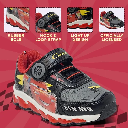 Miniatura 8 de Disney Cars Boy's Lighted Athletic Sneaker Lightning McQueen Light Up Shoes Children WAdjustable Strap