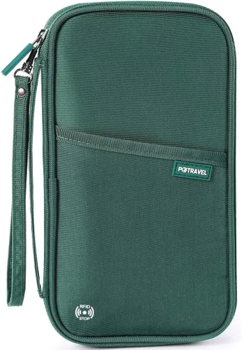 Miniatura 24 de VanFn Cartera RFID para pasaporte de viaje, soporte para pasaporte familiar, organizador de documentos de viaje serie P.Travel (nailon, gris)