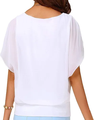Miniatura 2 de Neineiwu blusa de gasa suelta casual de manga corta para mujer
